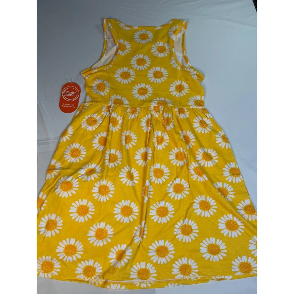 Wonder Nation Girls Sunflower White Daisy Dress and Shorts 2pc Set Size L 10-12
